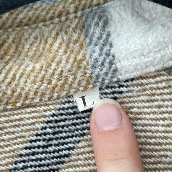 No Brand Womens Button Up Shacket Jacket Camel Tan Plaid L - Picture 5 of 7